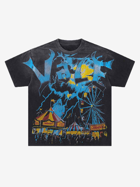 Punk Painted Amusement Park Print T-shirt