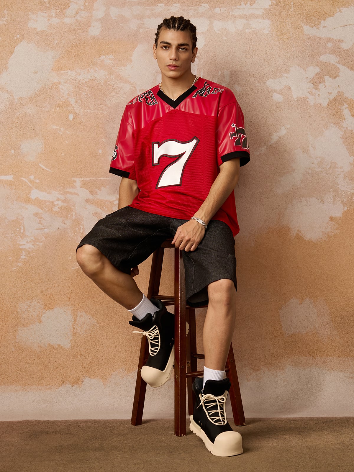 Original "SUPER 7" V-Neck Jersey T-SHIRT - 2424