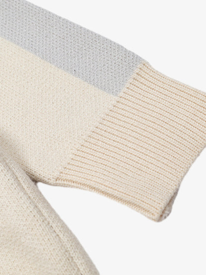 Vertical Striped Colorblock Lapel Sweater