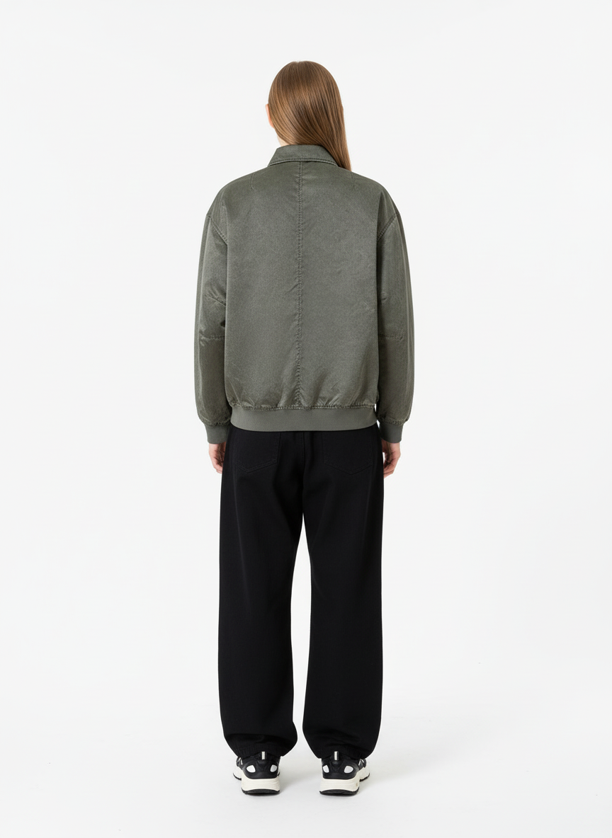 Retro Utility Nylon Patchwork Bomber Jacket