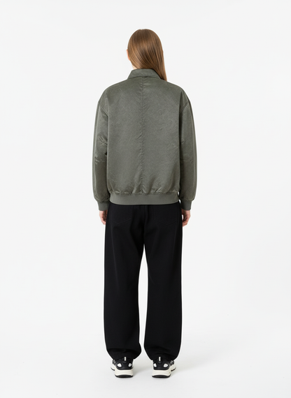 Retro Utility Nylon Patchwork Bomber Jacket