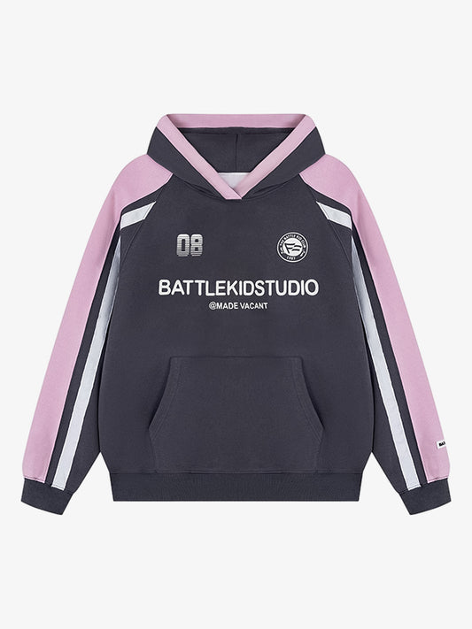 Retro Contrast Color Letter Print Hoodie