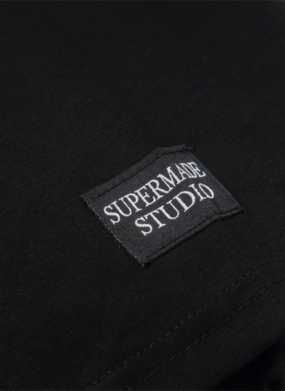 Jersey Knit Detachable Badge Hooded Plaid Cape T-Shirt