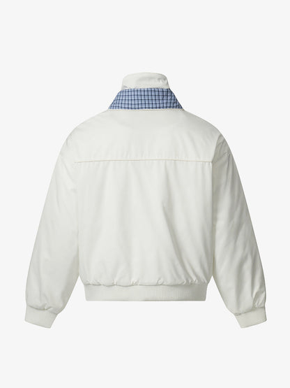 Stylish Black Bomber Jacket with Plaid Collar for Men - Perfect for Casual and Outdoor Wear