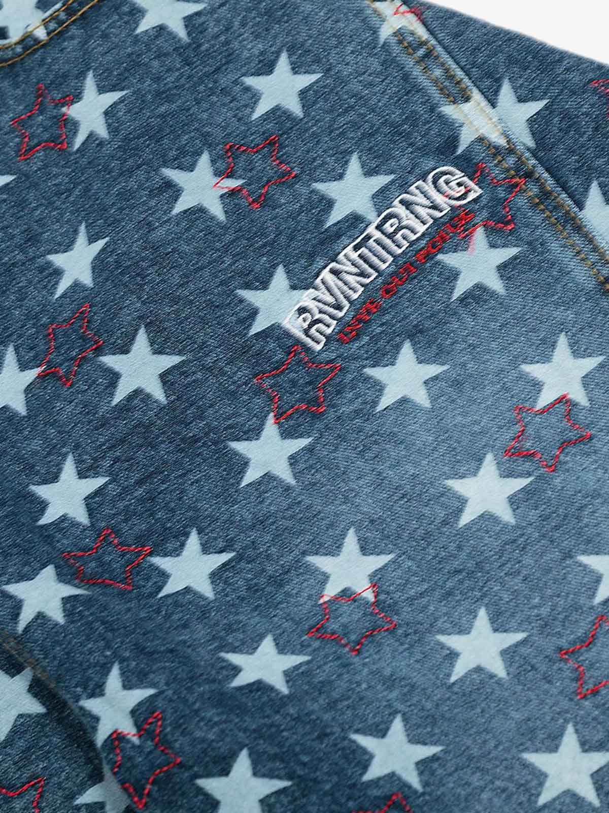 Star-Printed Wide-Leg Denim Culottes for Women - Stylish and Comfortable Everyday Wear