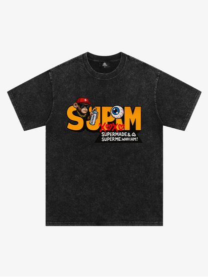 Supermade Trendy Hip-Hop Monkey Graffiti Font T-Shirt