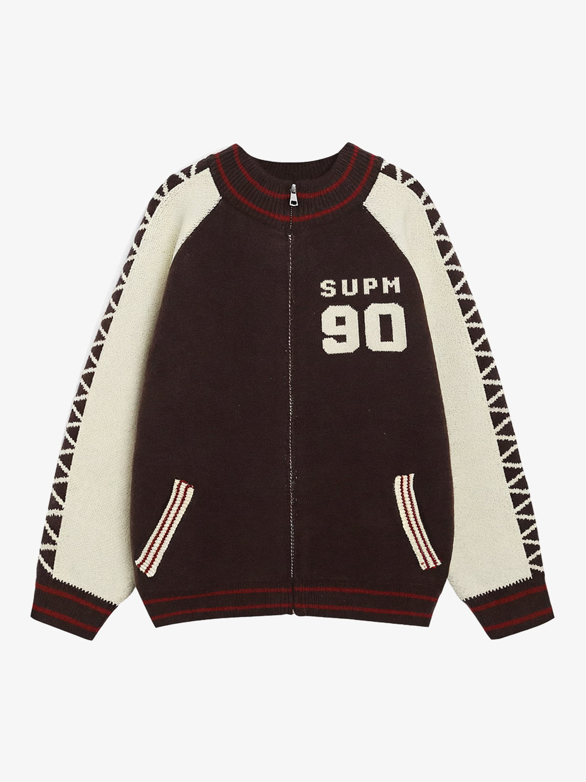 Stylish Contrast Panel Zip-Up Sweater for Casual Wear