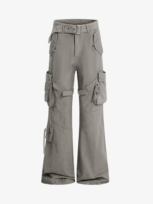 Multi-pocket Cargo Flared Pants