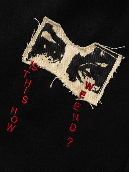 Stylish Contrast Sleeve Baseball Jacket with Unique Graphic Design