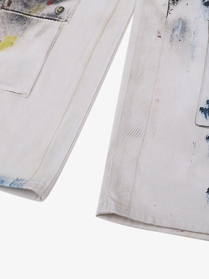 Artistic Splash Wide-Leg Jeans - Perfect for Casual and Fashionable Looks