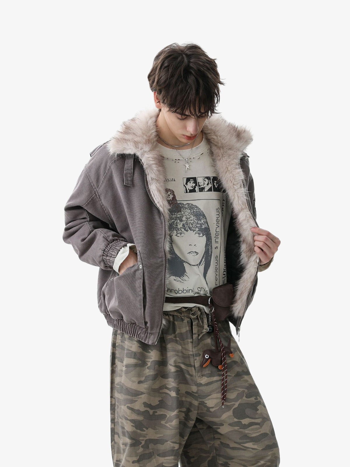 Stylish Winter Bomber Jacket with Faux Fur Collar - Perfect for Cold Weather