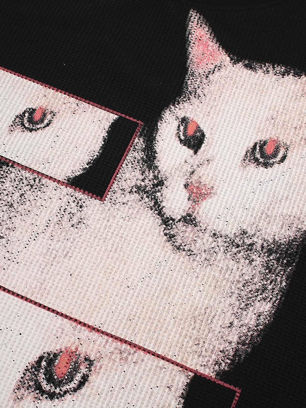Unique Cat Graphic Long Sleeve Sweatshirt for Casual Wear
