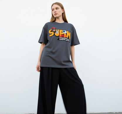 SUPM Trendy Hip-Hop Monkey Graffiti Font T-Shirt