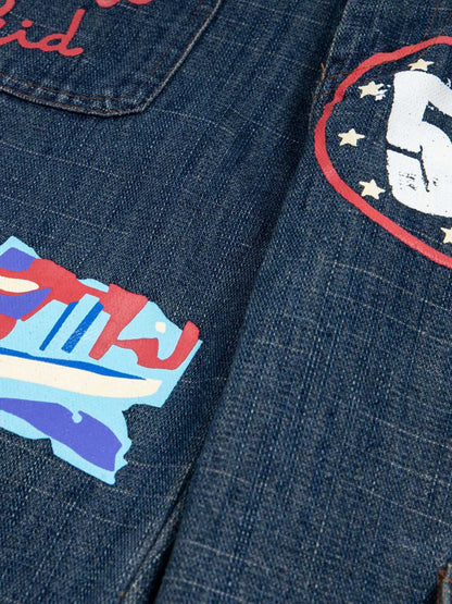 Letter Print Cargo Multi-pocket Jeans