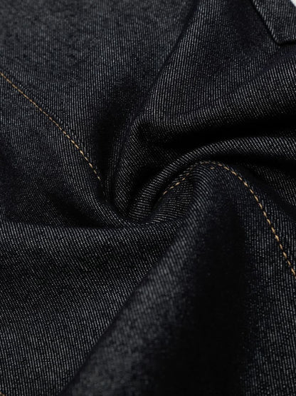 Stylish High-Waisted Denim Trousers with Beaded Drawstring Detail