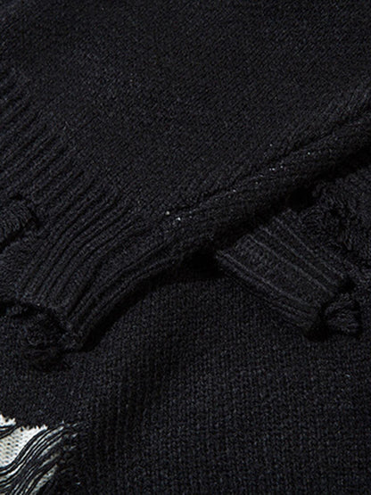 Retro Distressed Zipper Sweater