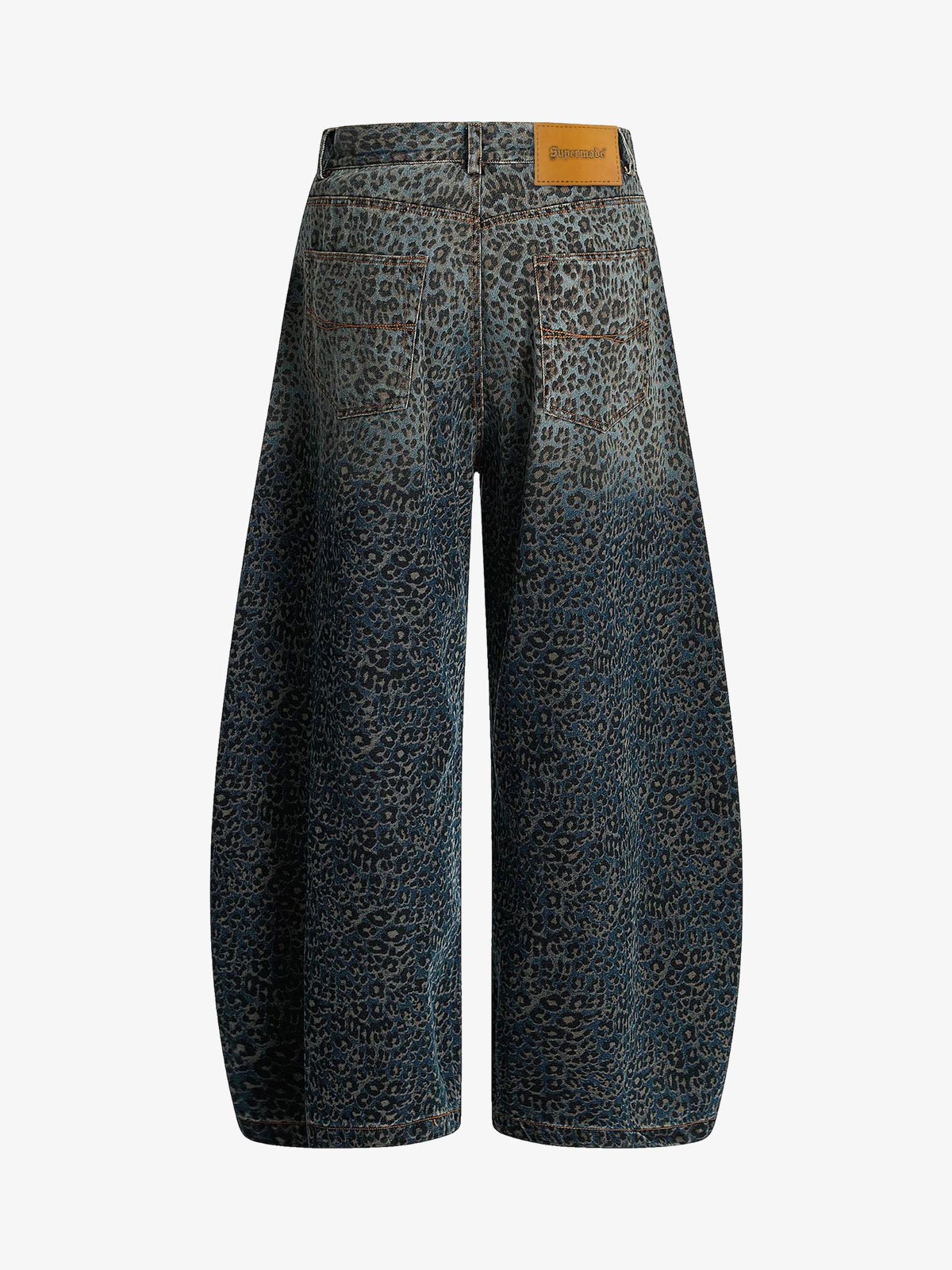 Street Leopard Print Barrel Jeans