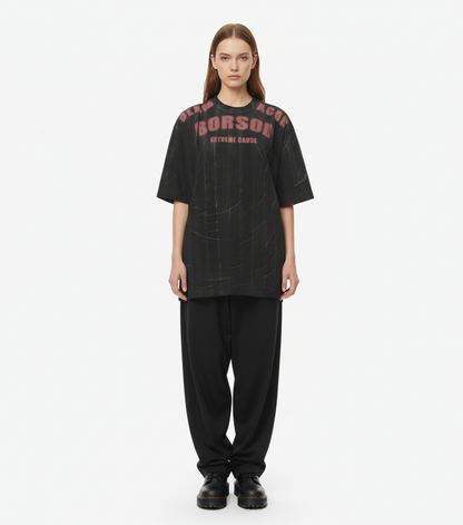 Painted Distressed Print Short-Sleeved T-Shirt