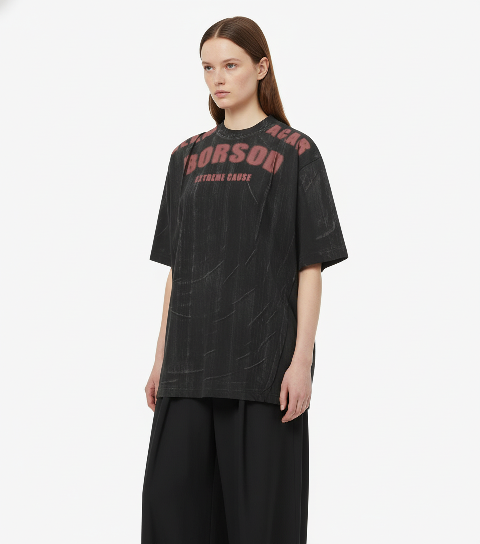 Painted Distressed Print Short-Sleeved T-Shirt