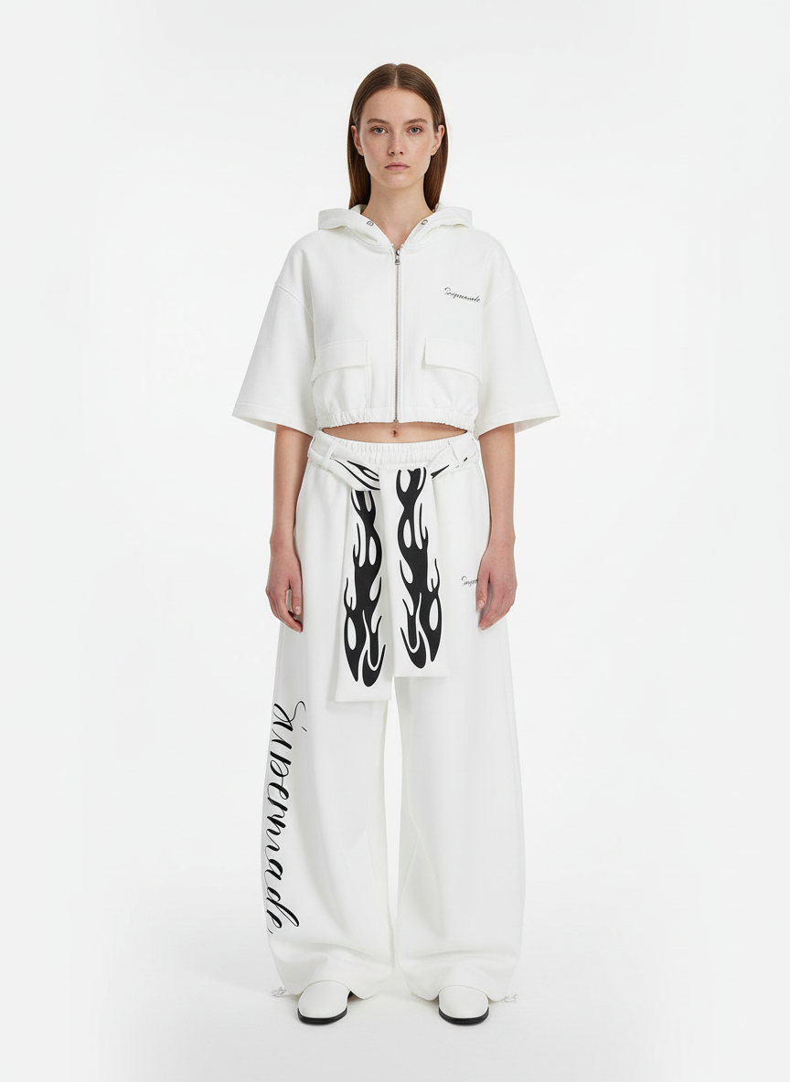 High Street Flame Print Baggy Sweatpants