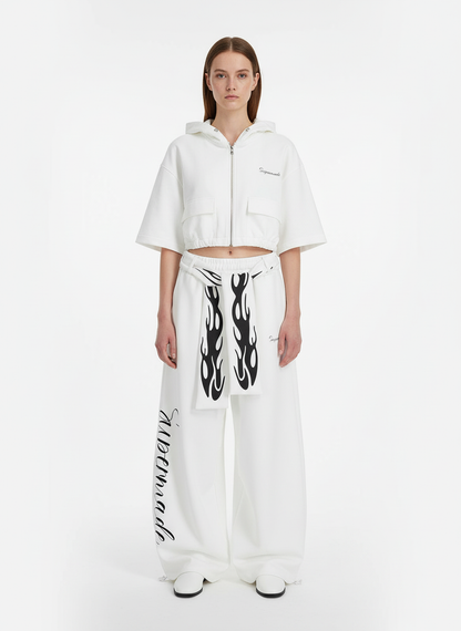 High Street Flame Print Baggy Sweatpants