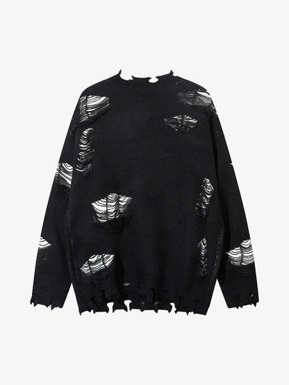 Retro Distressed Zipper Sweater