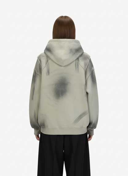 Hip-Hop Wasteland Ink-Dyed Raw Edge Hoodie