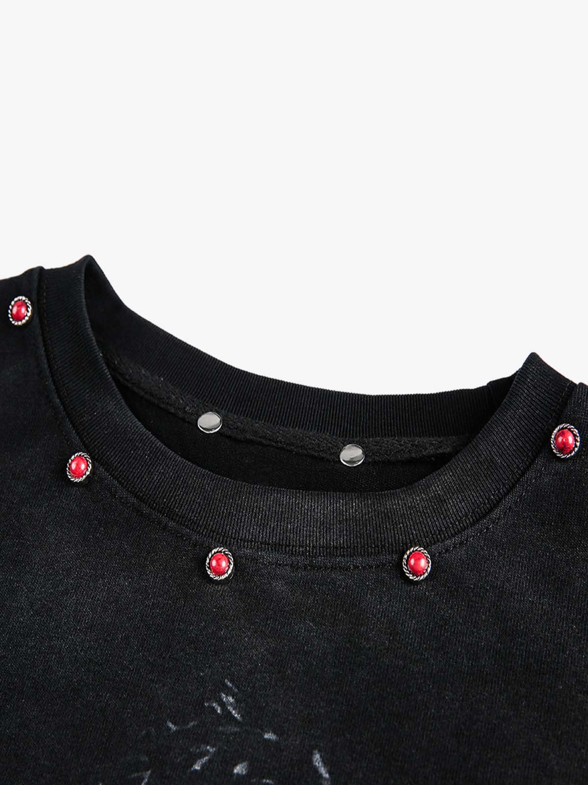 American Retro Rivet Design Street Hip-hop Long Sleeves T-shirt