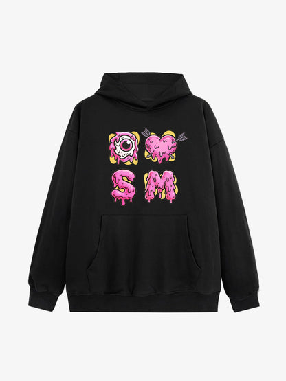 Dripping Heart & Eye Graphic Hoodie for Trendy Looks