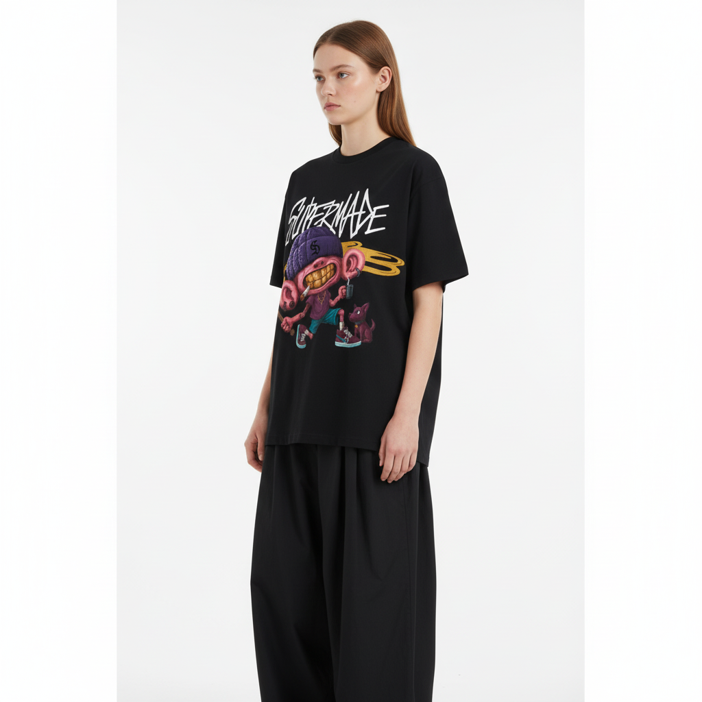 Thesupermade Cartoon Graffiti Trendy Weird Kid T-Shirt