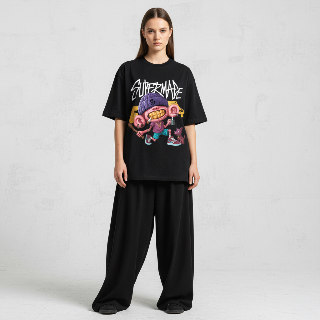 Thesupermade Cartoon Graffiti Trendy Weird Kid T-Shirt