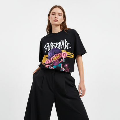 Thesupermade Cartoon Graffiti Trendy Weird Kid T-Shirt