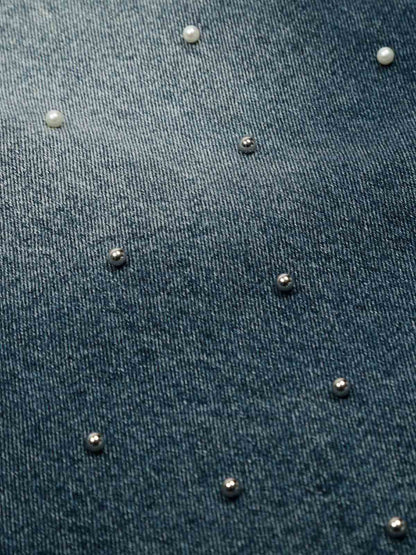 Washed Studded Denim Jorts