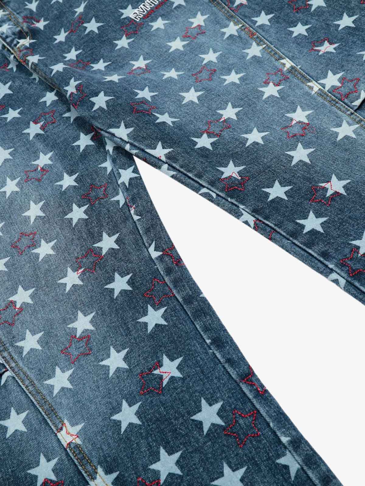 Star-Printed Wide-Leg Denim Culottes for Women - Stylish and Comfortable Everyday Wear