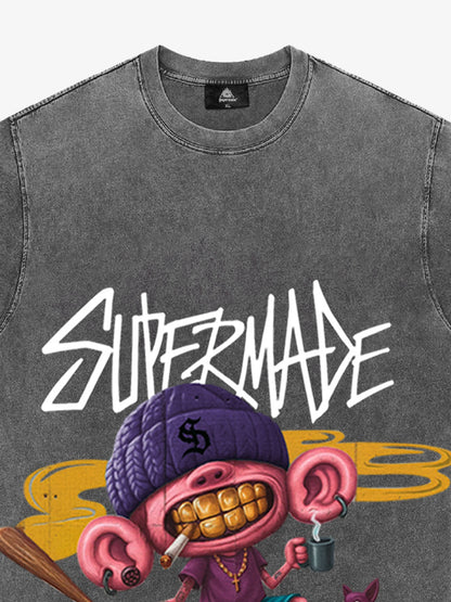 Thesupermade Cartoon Graffiti Trendy Weird Kid T-shirt