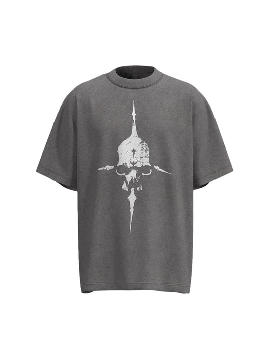 Distressed Skull Cross Graphic T-Shirt