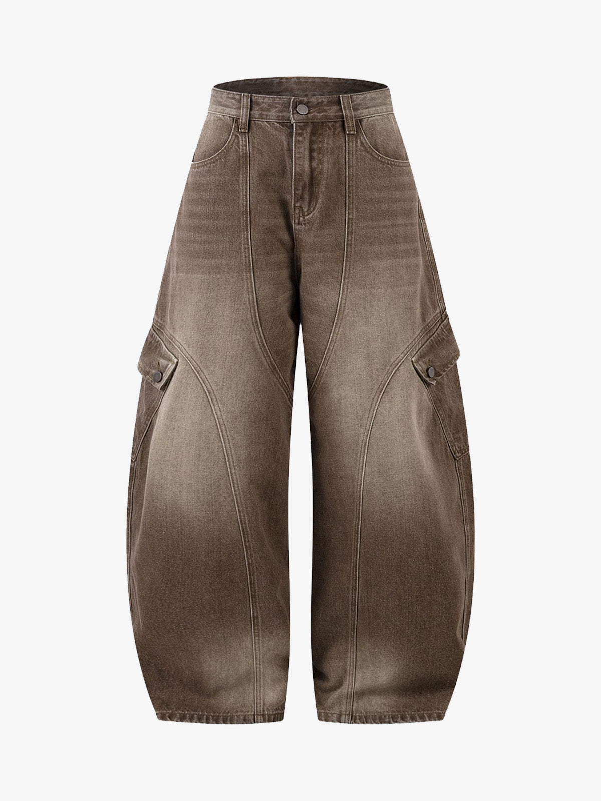High-Waisted Wide-Leg Cargo Pants with Unique Pocket Design