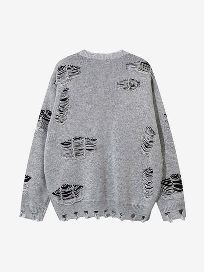 Retro Distressed Zipper Sweater