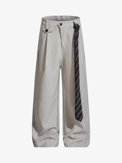 Stylish Wide-Leg Trousers with Unique Tie Accent for Modern Fashionistas