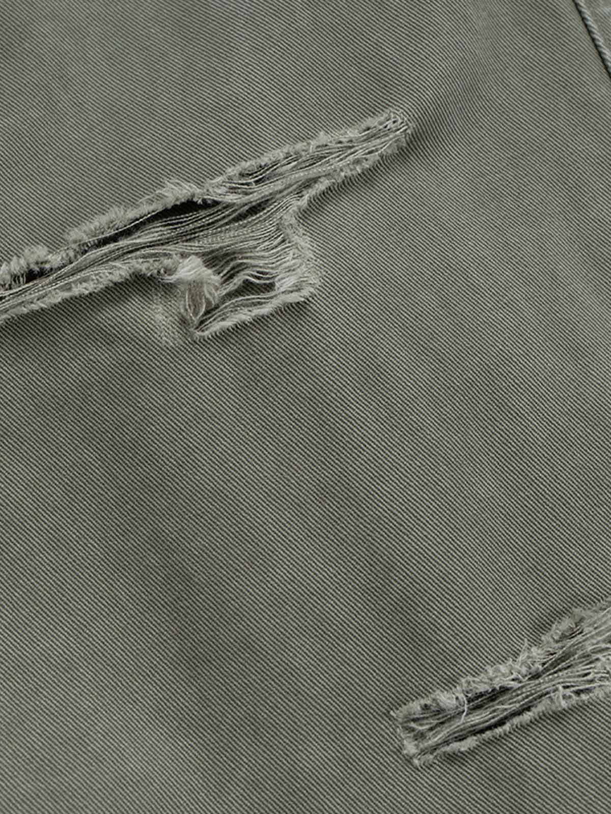 Camouflage Patchwork Whisker Baggy Jeans