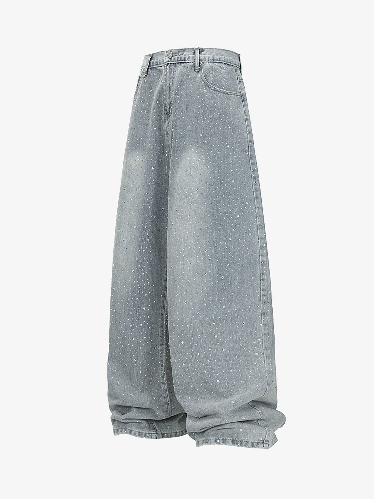 Sparkling Wide-Leg Denim Trousers for Stylish Comfort