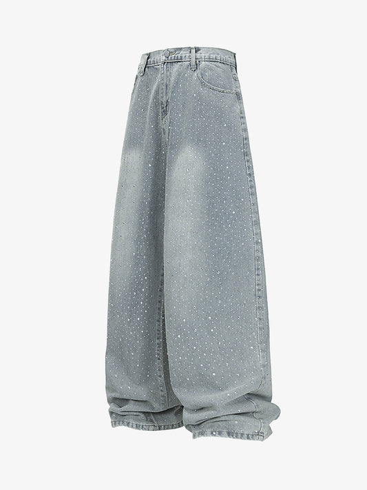 Sparkling Wide-Leg Denim Trousers for Stylish Comfort