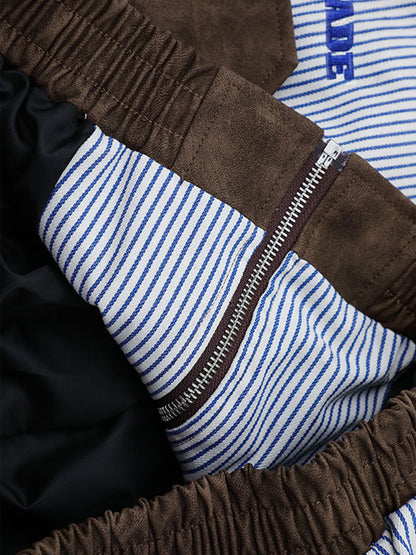 Striped Bomber Jacket with Contrast Panels for Women