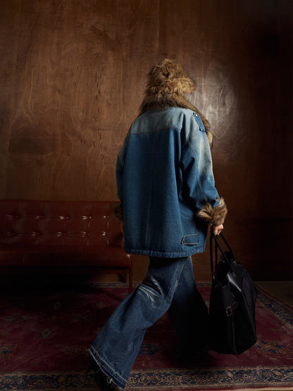 Winter-Ready Corduroy Jacket with Faux Fur Trim for Men