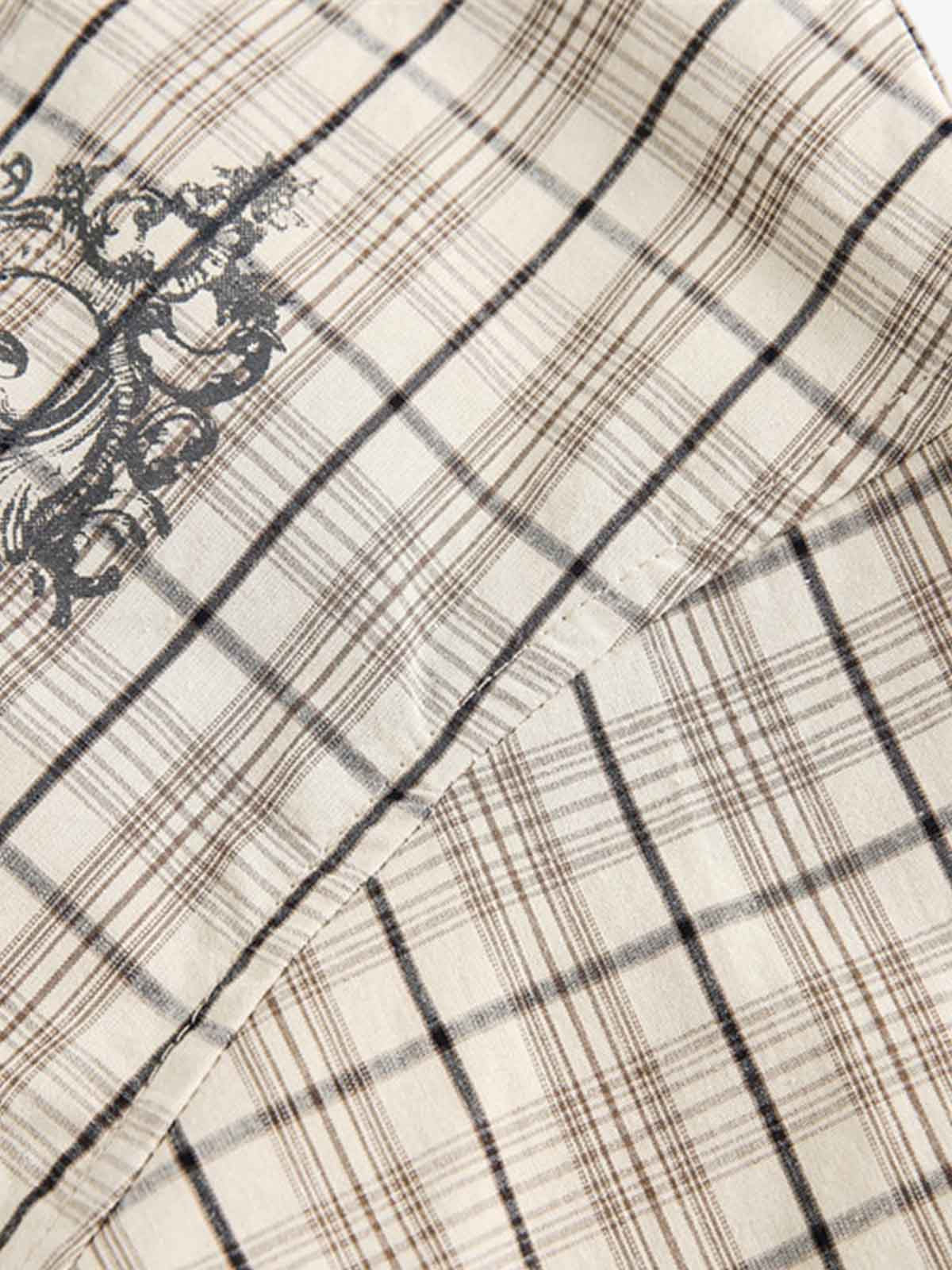 Street Print Lettering Plaid Long-Sleeve Shirt