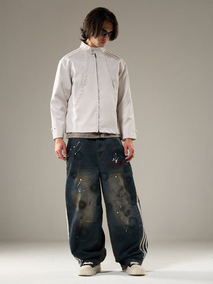 Stylish White Zip-Up Jacket for Modern Men - Perfect for Casual and Semi-Formal Occasions