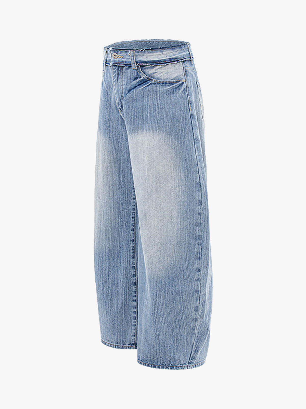 Vintage Washed Patchwork Distressed Scimitar Jeans