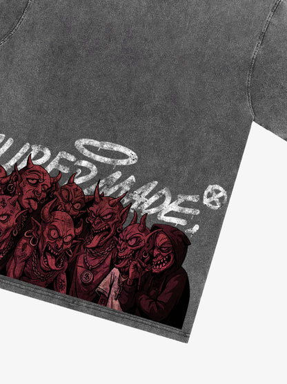 Thesupermade Dark Devil Maniac's Gothic Graffiti T-shirt