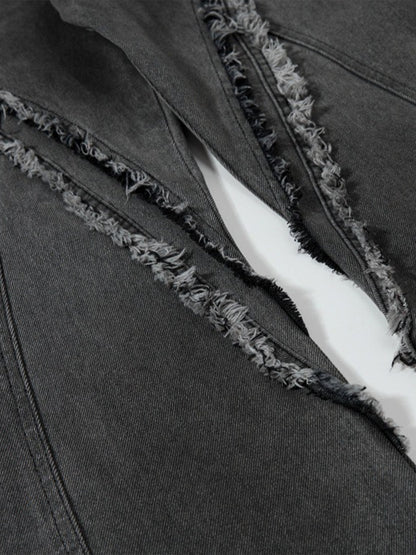 Plaid Jacket with Zipper Detail and Keychain Accessory