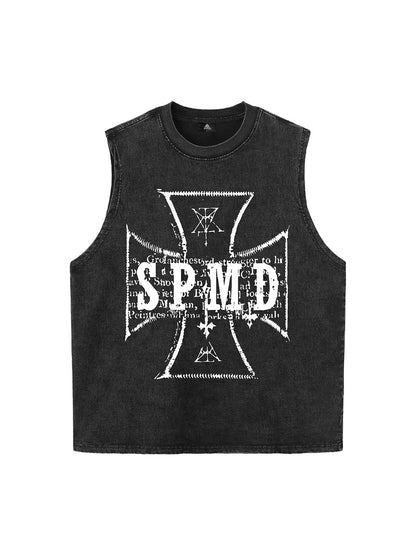 Original Distressed Cross Graphic Vest